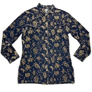 Vintage Velvet Floral Jacket S Black Gold‎